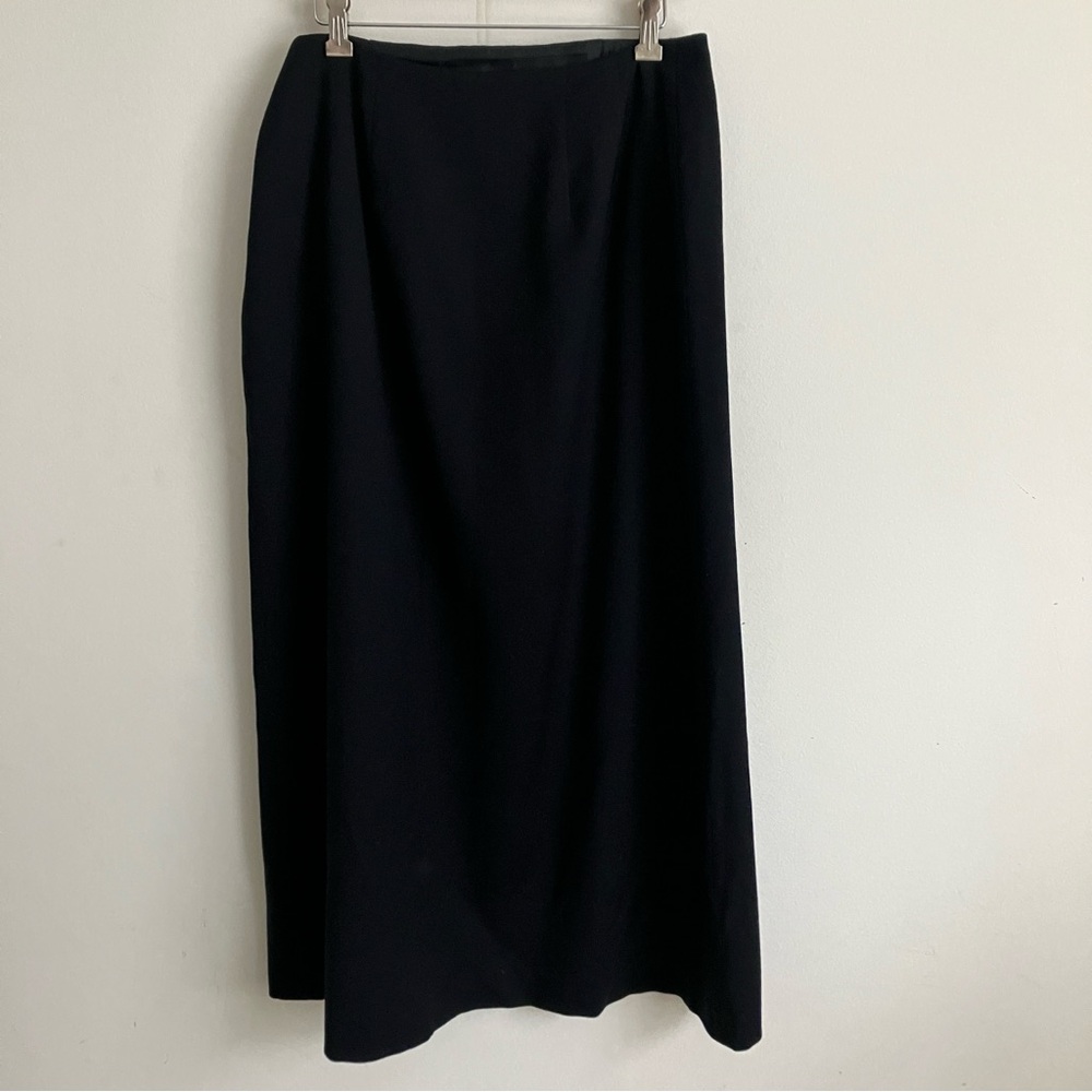 Vintage Black Wool Long Pencil Skirt